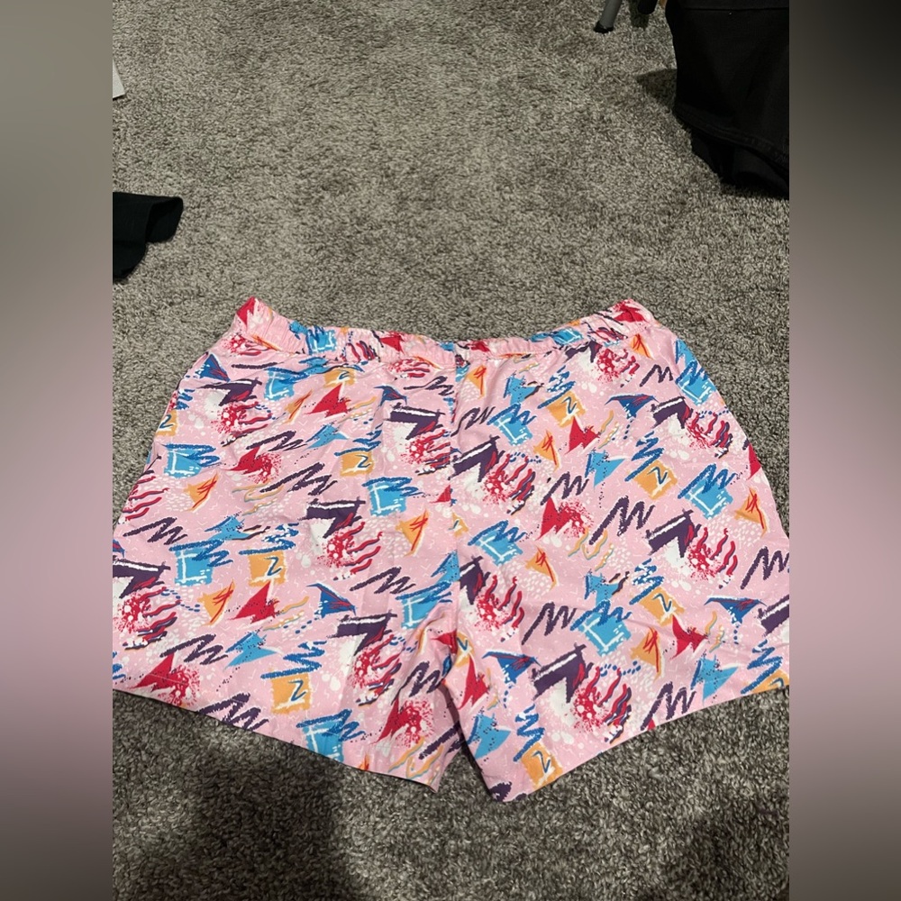ASOS DESIGN swim shorts with retro scribble print in short length